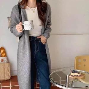 오픈 롱 가디건 레이어드 베이직 디자인 데일리 간절기 가을 겨울