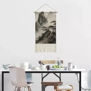 Boho Wall Decor 중국식 풍경화 태피스트리 20x10 태슬 장식 침실·기숙사·아파트·주택 소유자 모두에게