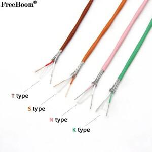 1/5/10M 열전대 와이어 K T N S  2 코어 PTFE 절연체 차폐 라인 고온 측정 보상 케이블