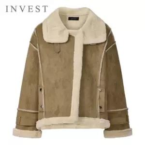 인베스트 내추럴 하이 넥 무스탕 코트_INI5W1CT1611