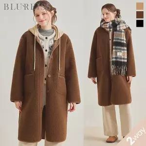 블루레이스 후드 탈착 무스탕 롱 코트_BI5W1CT1581
