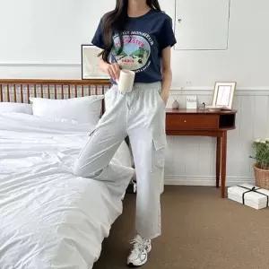 [하프클럽/]허리밴딩 세미 면 신상 면바지 배기팬츠 긴바지 배기