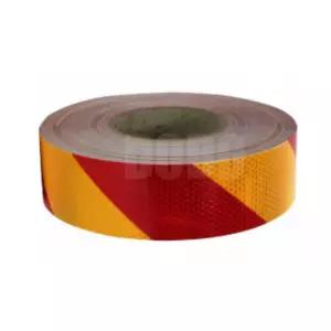 도하지몰 벌집무늬 반사 테이프 사선 황적색 50MM X 50M 빛반사스티커