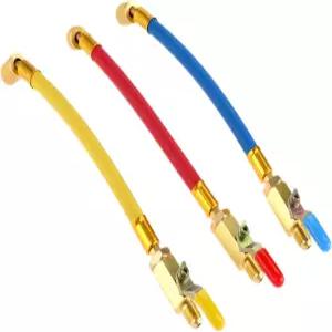 R134A R410A R22 R12 충전 호스 및 볼 밸브 세트 에어컨 냉동 고압 매니폴드 게이지 AC HVAC 유지보수 키트