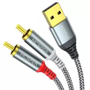 MCSPER USB to RCA 오디오 케이블 USB 2.0 Male to 2 RCA