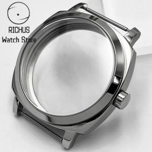 ETA6497 42mm 스테인레스 스틸 실버 시계 케이스 사파이어 유리 맞는 ST36 6498 수동 기계식 무브먼트 액세