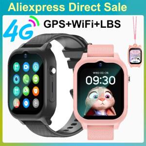 신상 어린이 스마트 시계 4G GPS W F 영상 통화 SOS 어린이 Smartwatch 카메라 음성 모니터 추적기 위치 전화 시계