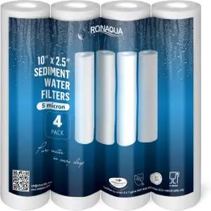 로나콰 5마이크론 침전물 정수 필터 카트리지 10 x2.5 NSF 인증 10인치 RO 장치 전 가정용 시스템에 적합한