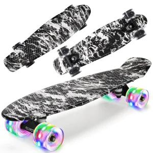 미니 크루저 스케이트보드 55.9cm 22인치 플래시휠 ABEC-11 링 초보자용