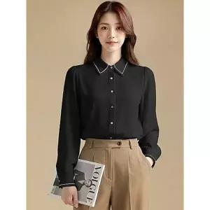 [예쎄]배색 스티치장식 스판 블라우스 S4FBL012A_P370802279