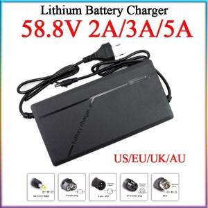 58.8V 2A 3A 5A 전기자전거 리튬 배터리 스마트 충전기 AC100-240V (팬 포함) 14S 52V 전동 스쿠터 이온 셀