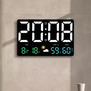 LED 와이드 시계 탁상 벽걸이 가능 온습도 알람기능/무소음/디지털/전자/알람/타이머/거실벽/벽부착/야간