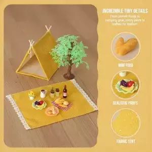 인형의 집 캠핑 텐트 세트 1 12 스케일 DIY 소형 주택 액세서리 사실적인 야외 놀이방 키트