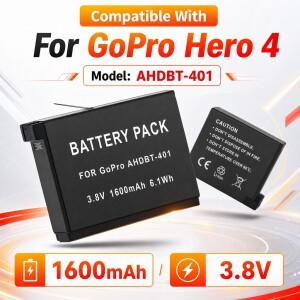 GoPro Hero 4 모션 카메라용 교체용 리튬 이온 배터리 1600mAh 충전식 백업 전원 액세서리