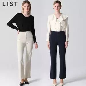 [리스트(LIST)] 스트레치 슬릿 포인트 스트레이트 팬츠 (택가격: 148000원)