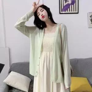 여성 여름 시스루 브이넥 가디건 파스텔 얇은가디건