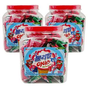 단체 행사용 과자 롯데 롤리팝 아이스 캔디 660g 3캔 대용량 사탕 세트