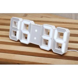 혜명마트 화이트 3D LED 디지털 알람시계 210 x 75mm LED전자시계 LED벽시계 무소음벽걸이시계 LED탁상시계