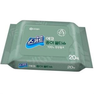 종이 물티슈 20매x20개 에코 물티슈 생분해 펄프 대용량 간편 일상 가정용 사무실 청소용 업소용 휴대용