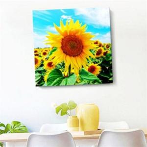 해바라기 액자 40x40cm 인테리어 액자 풍수 가정용 거실 그림 선물용 프레임 소나무 벽걸이 목재 현관 나무
