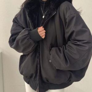 여성 겨울 후드 융털 패딩 점퍼 양면 바람막이 잠바