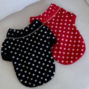강아지 물방울무늬 후리스 카라 반팔티 블랙 2XL 1P 티셔츠