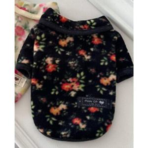 플라워 강아지 포인트 후리스 반팔티 블랙 2XL 1P 티셔츠
