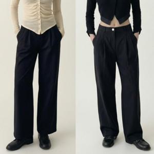 팬츠 와이드 투핀턱 2단 키작녀 맞춤 여성용 선택 기장 슬랙스 앤 숏 원픽 롱