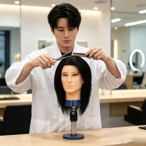 ST 남자 컷트 연습용 마네킹 인모 통가발 실습용 가발 미용실재료