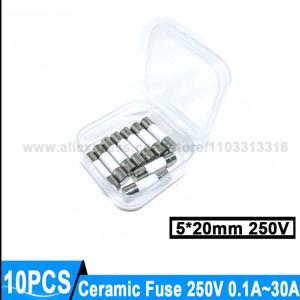 10PCS 5*20mm 세라믹 퓨즈 250V 0.1A 0.2A 0.5A 1A 2A 3A 3.15A 4A 5A 6A 7A 8A 10A 12A 15A 20A 25A 30A 5x20mm 세라믹 퓨즈