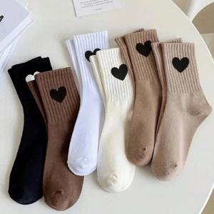 여성용 크루삭스 멀티팩 하트 트렌디 패션 편안하고 통기성 좋으며 땀 흡수 기능