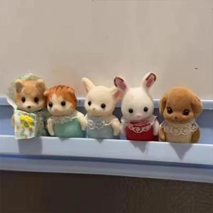 동물 피규어 푸들 플록드 샤기 포레스트 키드 인형 동물 인형 소형 상품 장식품 고양이 가족 DIY 선물 Y2k