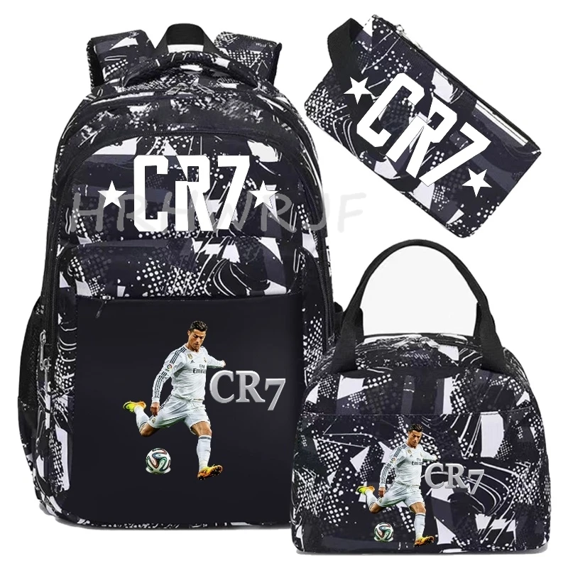 스포츠 CR7 배낭 3pcs 위장 더블 숄더 노트북 배낭 용량 여성 남성 여행 여행 캐주얼 사용을위한 Mochila