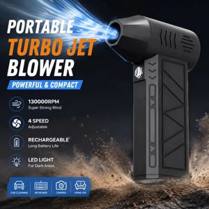 130000RPM 고속 터보 제트 팬 에어 더스터, LED 조명이 장착된 충전식 전기 송풍기, 강력한 압축 공기 청정기
