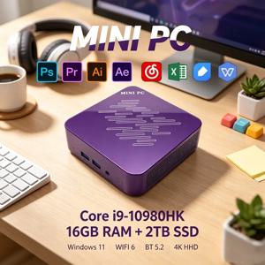 네이비 블루 I9-10980HK 미니 PC 윈도우11, 16GB+2TB SSD, WiFi6 BT5.2, 4K UHD 컴팩트 워크스테이션 (홈 오피스, 게임 및 비디오 편집용)
