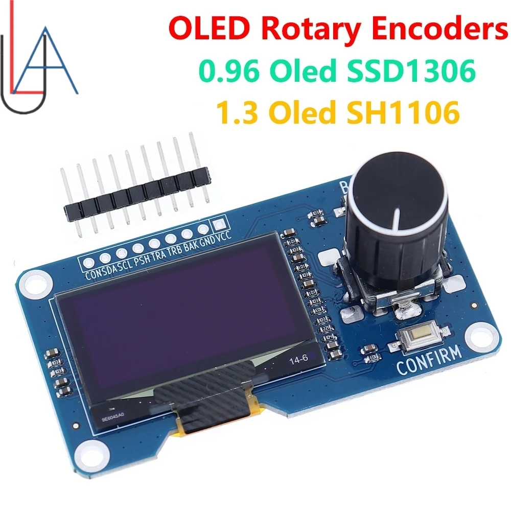 LAUBEI 화이트 LCD 0.96/1.3 인치 OLED 디스플레이 화면과 EC11 로터리 엔코더 모듈 IIC 인터페이스 결합 아두이노용