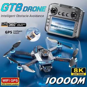 새로운 GT8 미니 드론 WIFI FPV 호버 전문가용 8K 카메라 포켓형 다채로운 조명 드론 RC 비행기 접이식 쿼드콥터 RC 장난감 선물