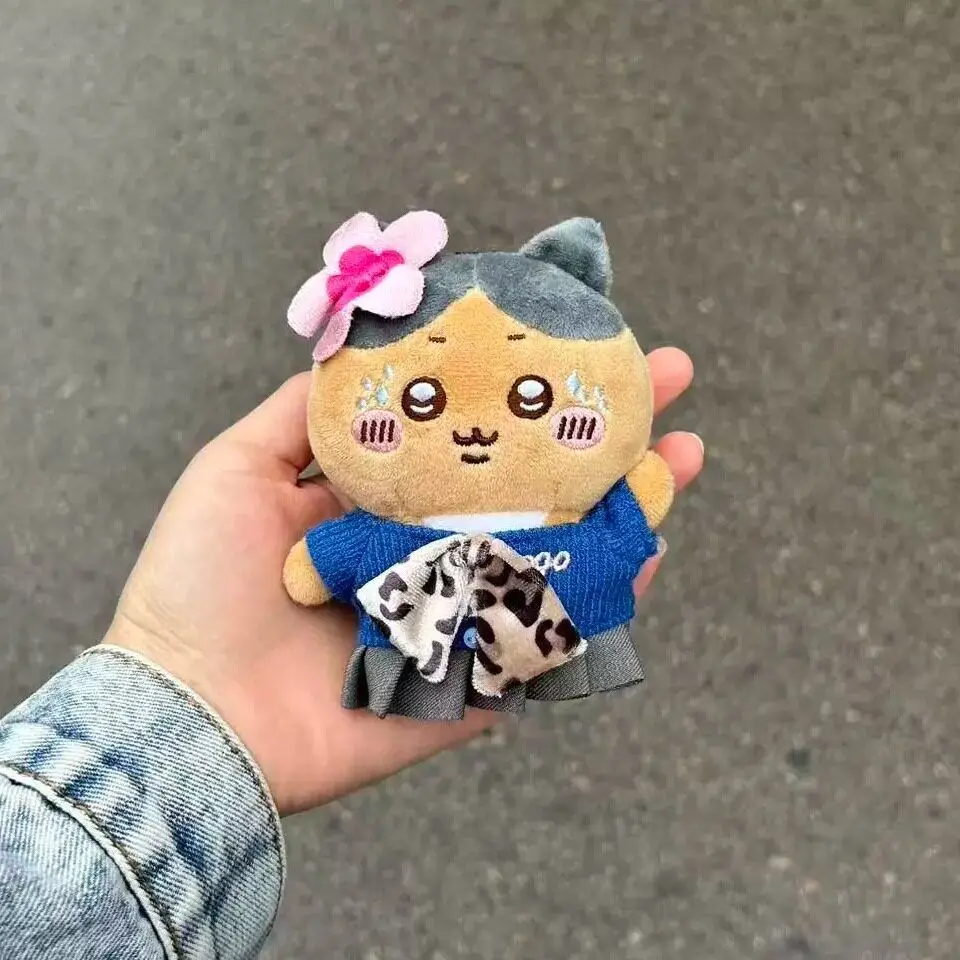 귀여운 하치와레 모모나 갸루 스타일 플러시 키체인 황갈색 피부 파란 귀 고양이 가방 우사기 참 펜던트 장난감 소년 소녀 팬들을 위한 선물