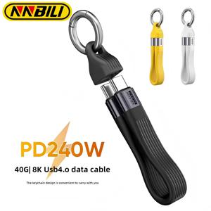 NNBILI 240W PD3.1 유형 C 고속 충전 케이블 USB C-유형 C 데이터 코드 iPhone 16 15 Pro Max Xiaomi 14 POCO 용 Protable 키 체인