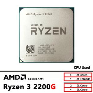 AMD Ryzen 3 2200G 중고 R3 2200G 3.5GHz Zen 0.014 쿼드 코어 쿼드 스레드 CPU YD2200C5M4MFB 소켓 AM4