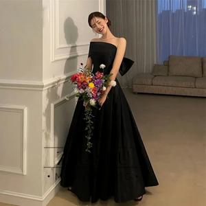 ZHUISHU 우아한 블랙 원숄더 한국 웨딩드레스 A라인 맞춤형 심플 이브닝 드레스 우아한 사진 촬영 드레스