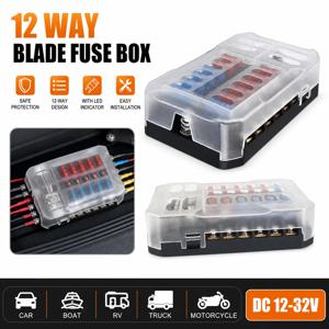 MAX 100A 6/12 웨이 퓨즈 박스 LED 경고 표시등 12V 전원 분배 패널 자동차 보트 퓨즈 박스 홀더 플라스틱 커버 포함