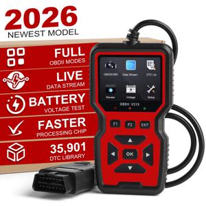 V519 RED 자동차 진단 스캐너 도구, 컬러 스크린이 있는 엔진 상태 점검용 자동차 OBD2 스캐너 (2026)
