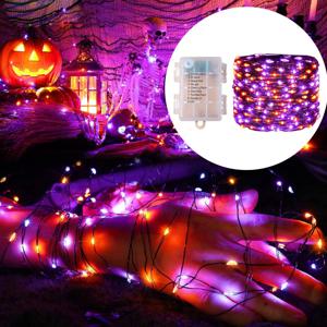 5M-20M LED 보라색 오렌지 문자열 빛 야외 배터리 전원 할로윈 요정 조명 크리스마스 파티 정원 할로윈 장식