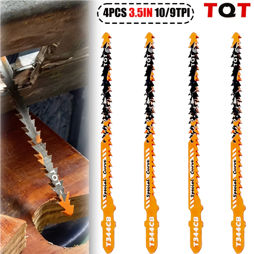 효율적인 곡선 절단을 위한 양면 퍼즐 블레이드 10/9Tpi T344Cb, DIY 및 목수용 목재 및 플라스틱 세이버 톱날 세트