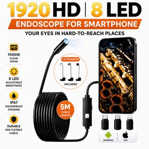 iPhone iOS Android 1920P HD 3-in-1 내시경 카메라용 듀얼 포트 내시경 카메라 방수 자동차 엔진 하수구 검사 도구