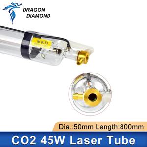 CO2 레이저 조각 절단기용 고출력 금속 헤드 유리 파이프, 40W-45W CO2 레이저 튜브, 길이 800mm 램프 직경 50mm