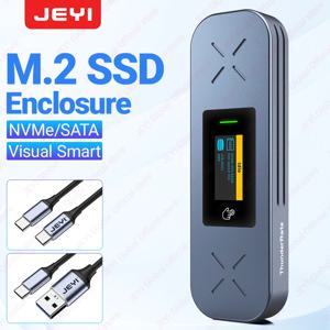 JEYI M.2 NVMe/SATA SSD 스마트 디스플레이 인클로저 USB 3.2 10Gbps 휴대용 외장 M2 어댑터 케이스 M-Key B+M Key UASP Trim 지원