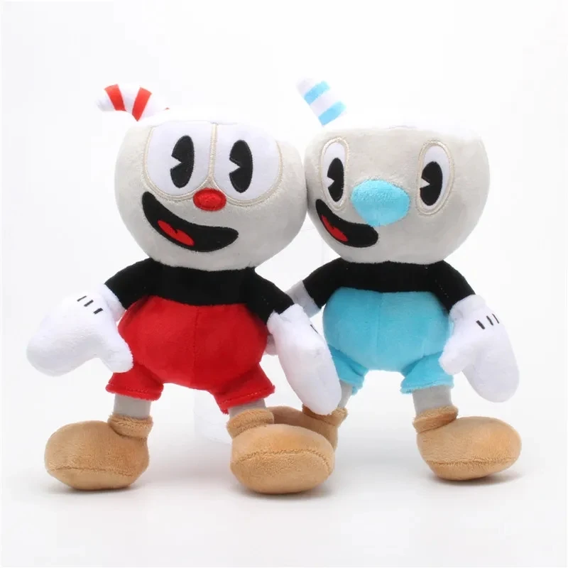 2pcs Cuphead 봉제 인형 장난감 Mugman 게임 인형 장난감 모험 부드러운 인형 봉제 인형 어린이 생일 선물
