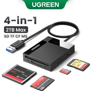 UGREEN 카드 리더기 4-in-1 USB3.0 USB-C OTG-SD CF 마이크로 SD TF MS 카드 어댑터(노트북 PC용) Windows macOS 메모리 카드 어댑터
